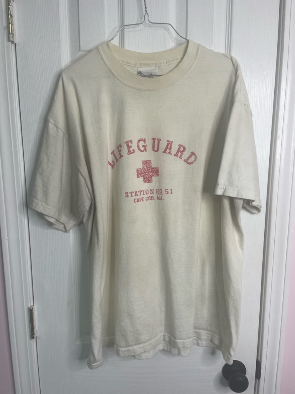 Disney Cream Life guard Tee with Classic Mickey and Gold Castle Tag